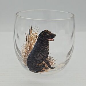 Westmoreland Snub Glass Low Ball Glass Labrador Retriever Dog & Cattails Hunting
